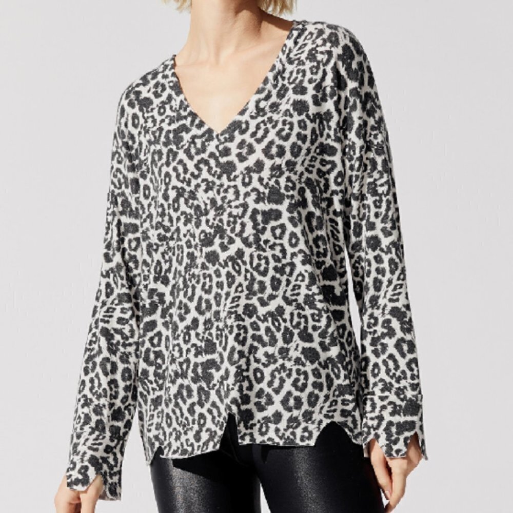 LNA Brushed Leopard Bitten Sweater In Snow Leopard Revolve